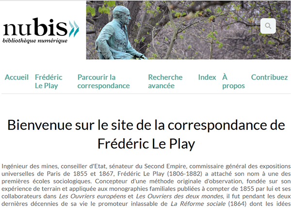 Capture d’écran du site dédié à la correspondance de Frédéric Le Play
