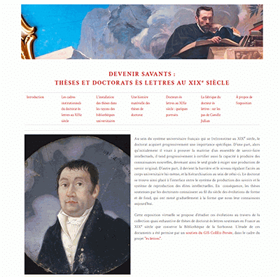 Page d’accueil de l’exposition virtuelle « Devenir savants » sur NuBIS