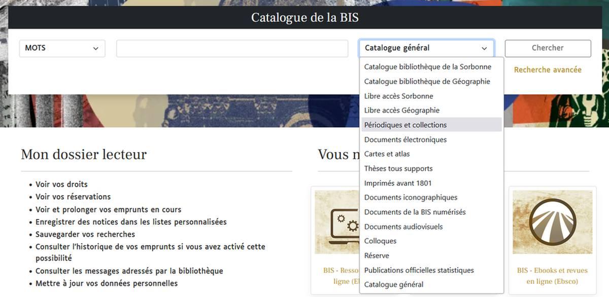 Vue de la barre de recherche sur le catalogue