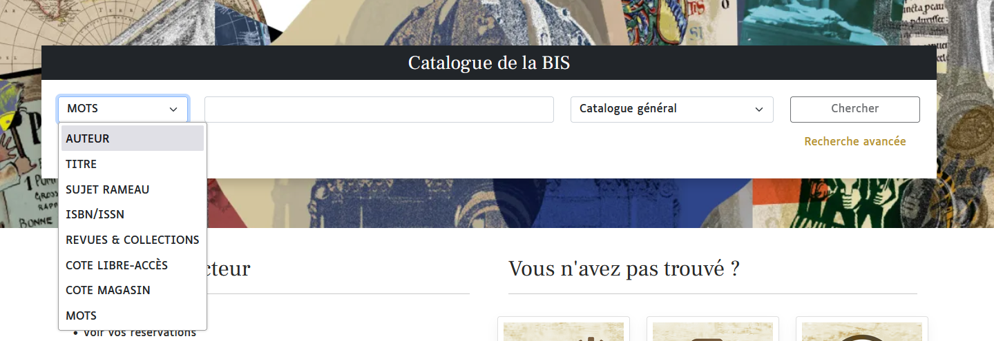 capture écran du catalogue