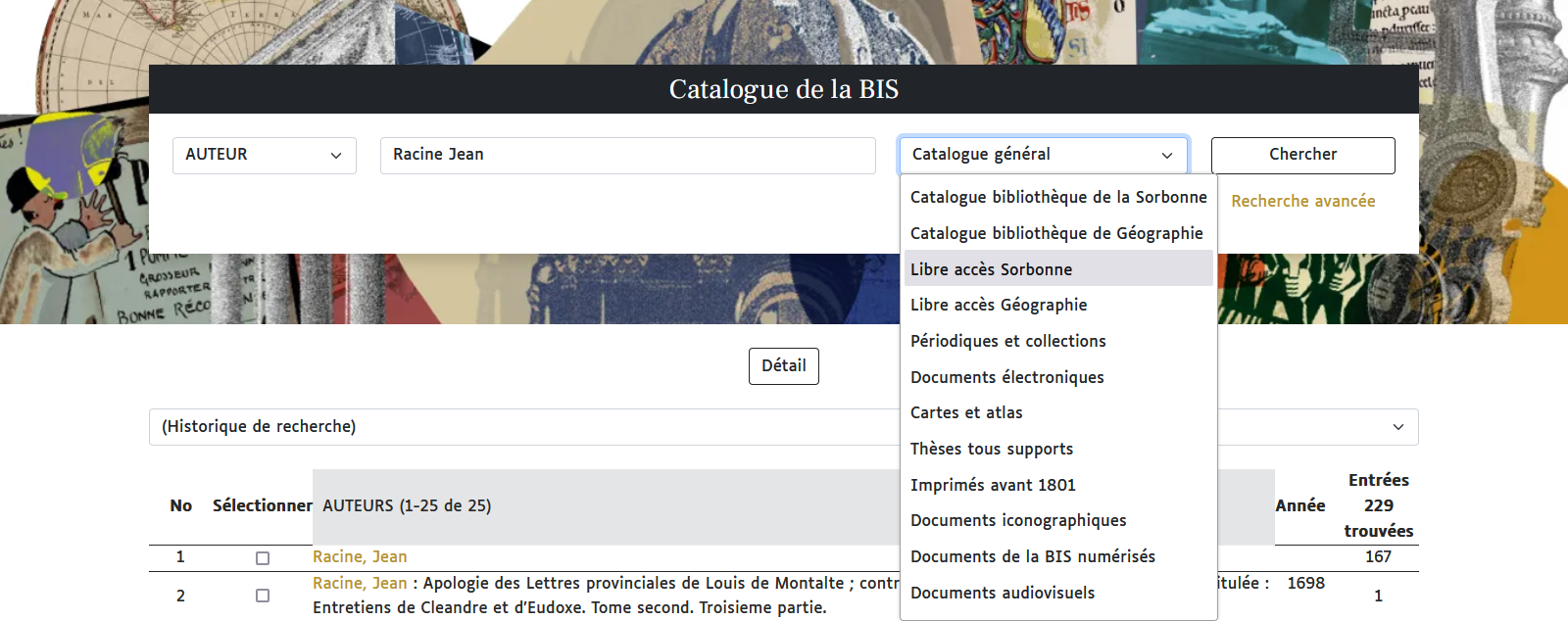 capture écran catalogue