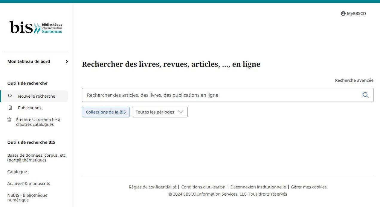 Page d'accueil du catalogue des documents en ligne