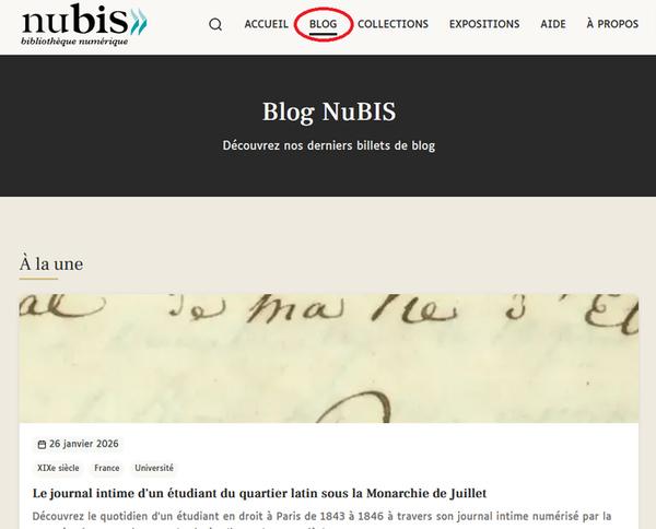 Page d'accueil du blog de NuBIS